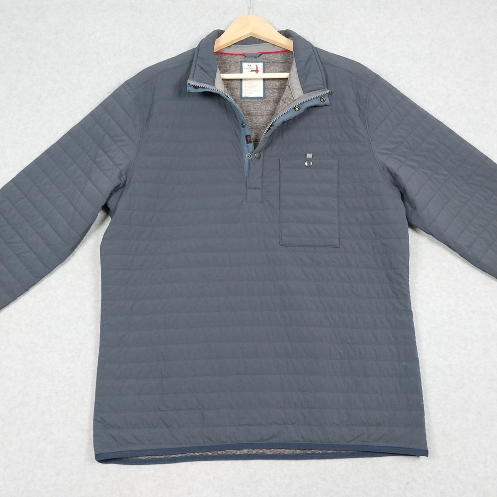 Relwen Windzip Mens Medium Blue Popover Insulated Jacket Snap Quilted Pullover - Picture 2 of 13